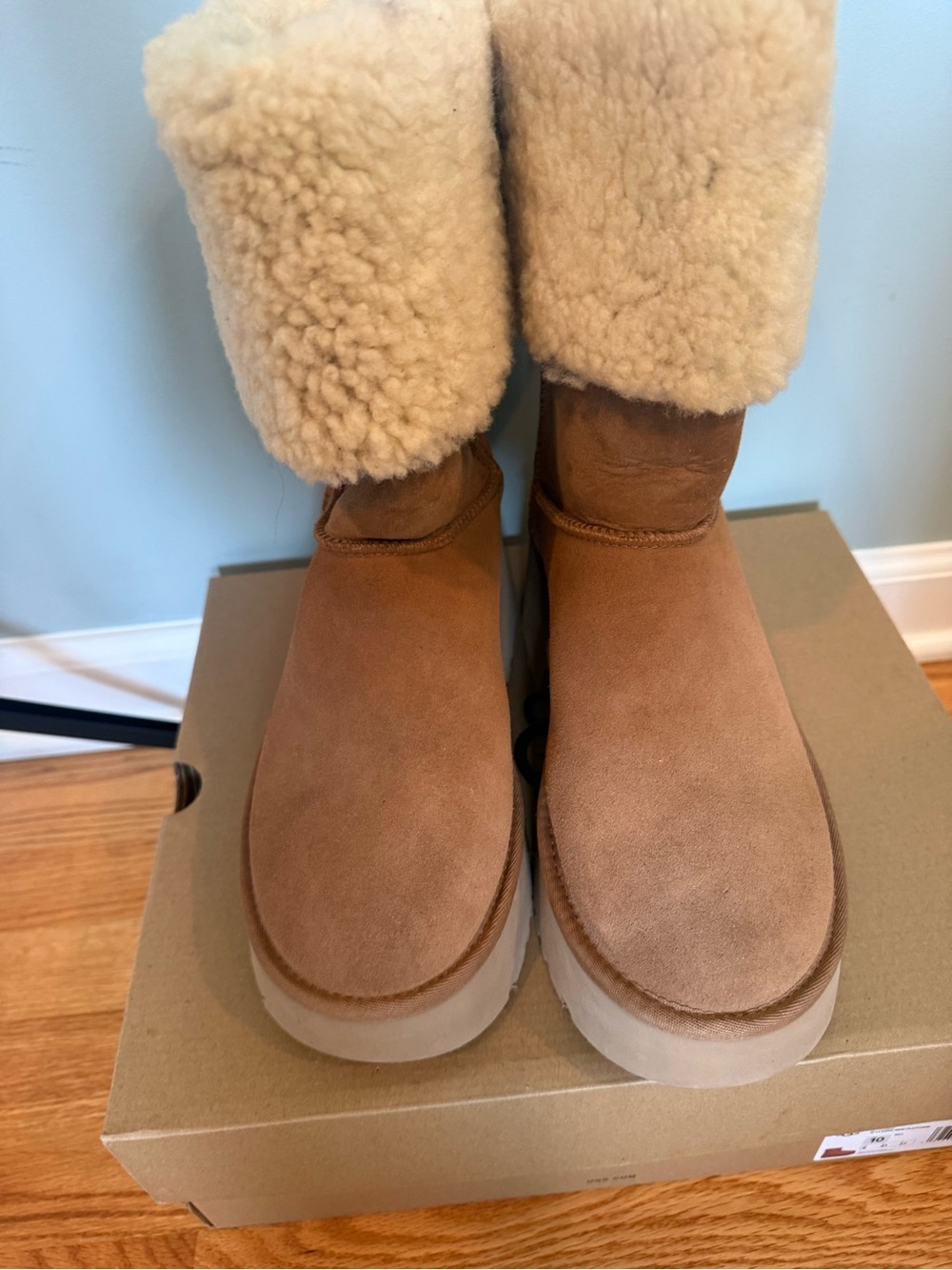 UGG Chestnut Suede Shearling Cuff Boots